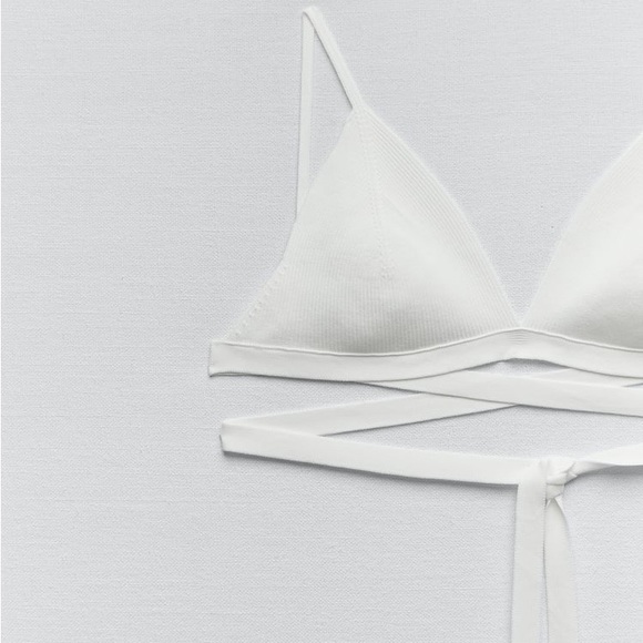 Zara White Knotted Waist Knit Bralette - Picture 17 of 17